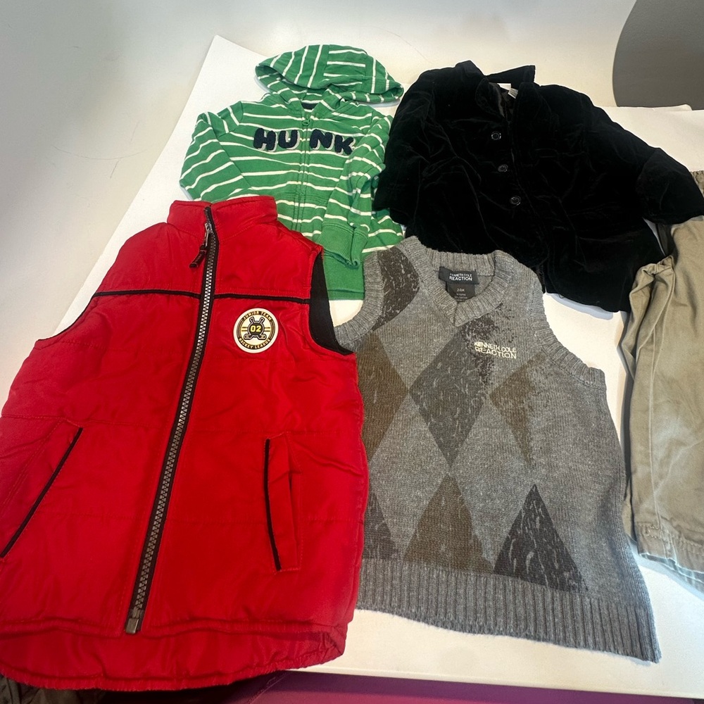 Kenneth Cole Reaction Green Striped Hooded Zip Sweater - Picture 2 of 7